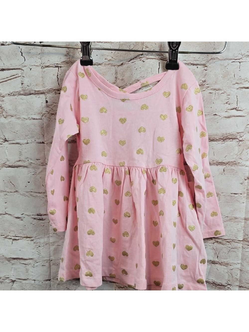 free style pink gold hearts dress girl size 12 mo new nwt